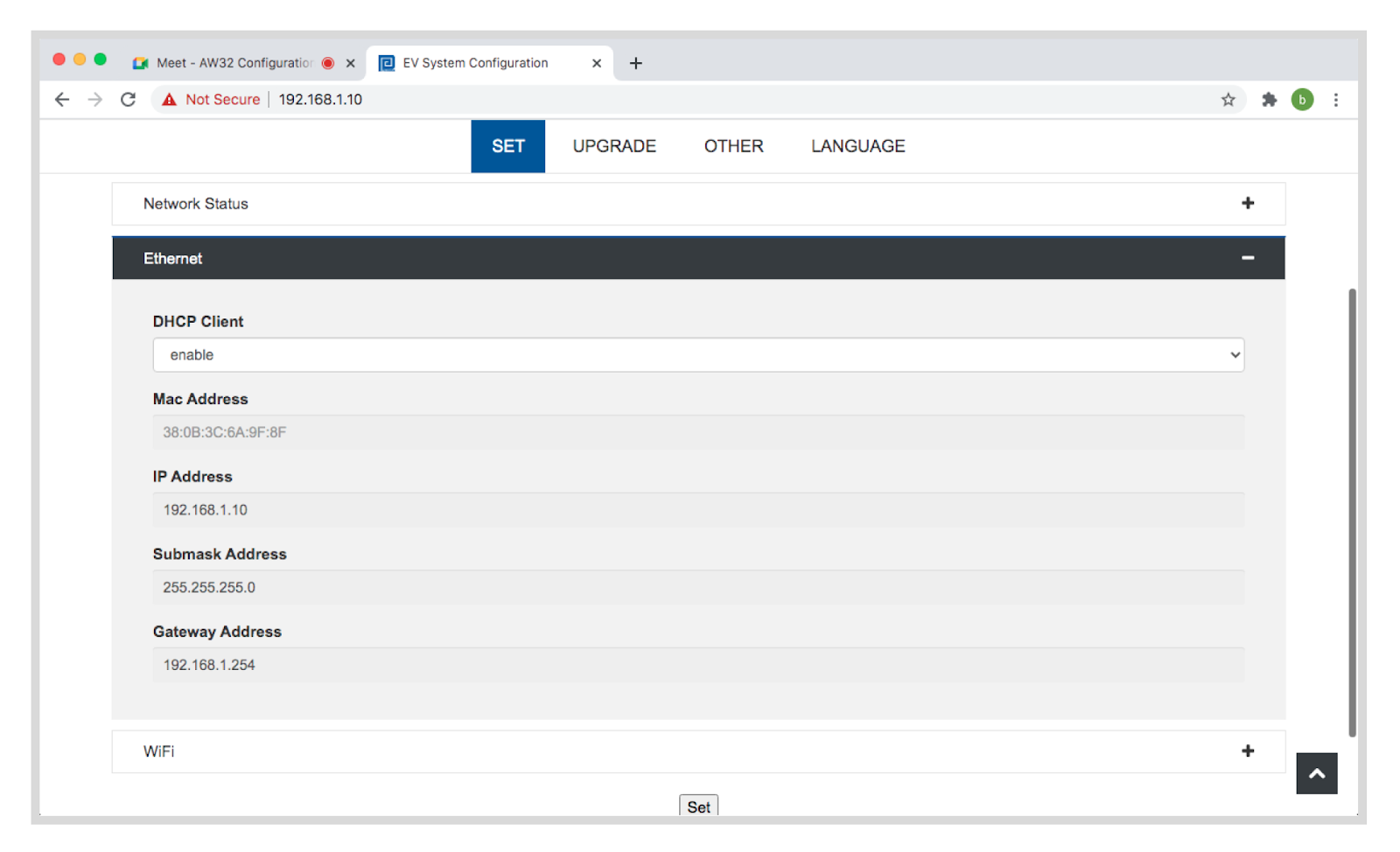 Configuration Ethernet